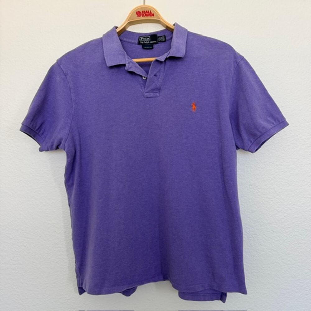 Ralph Lauren Polo Shirt Men Custom Fit XXL Blue Purple Short Sleeve Soft Casual